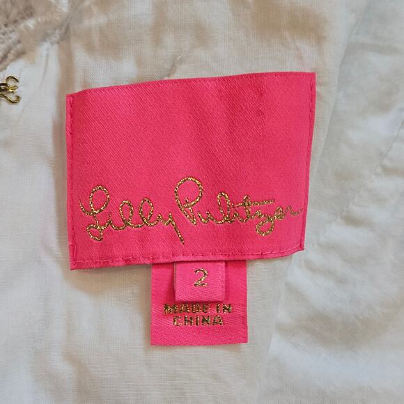Lilly Pulitzer Reeve Shift Dress Womens 2 White Papillion Lace Scalloped Bridal - Picture 12 of 14